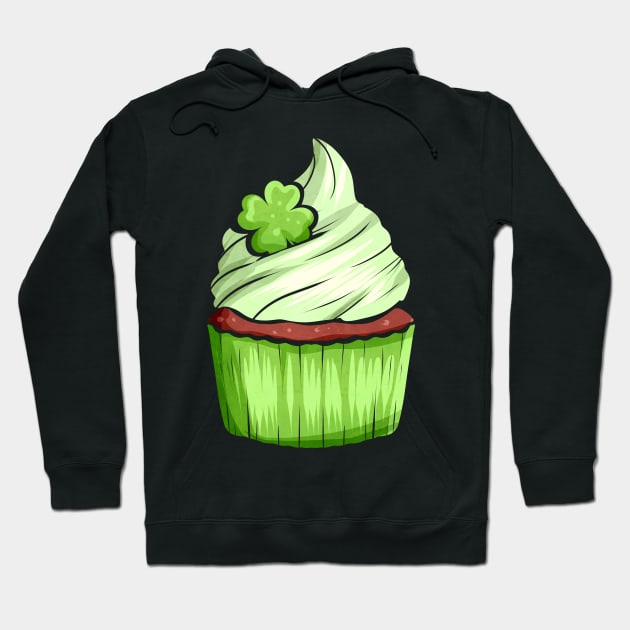 Muffin With Green Topping And Shamrock For St. Patricks Day Hoodie by SinBle